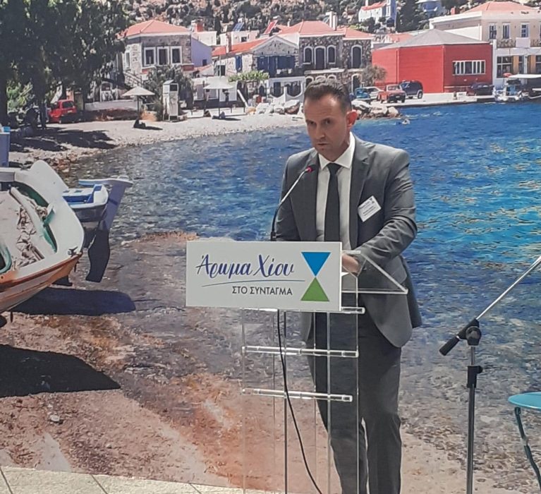Χαιρετισμός του Προέδρου του Επιμελητηρίου Χίου, κ. Λεγάτου Παντελή στην τελετή των εγκαινίων της δράσης «Άρωμα Χίου» στο Σύνταγμα.