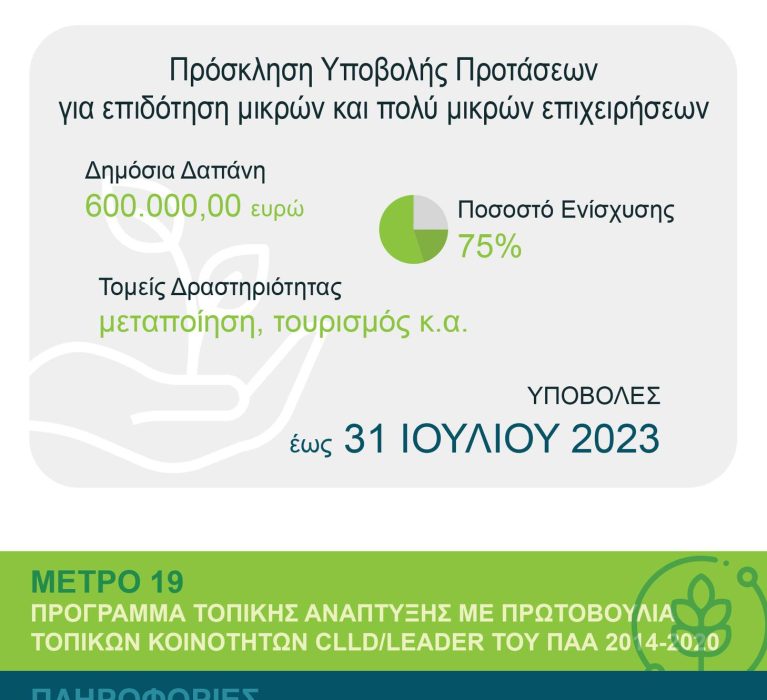 Εταιρεία Τοπικής Ανάπτυξης Χίου: Έναρξη των υποβολών προτάσεων της 2ης Πρόσκλησης του CLLD/LEADER για Έργα Ιδιωτικού Χαρακτήρα
