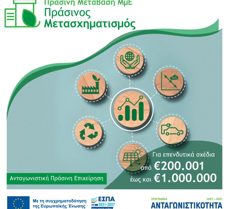 12η Απόφαση Έγκρισης/ Απόρριψης Αποτελεσμάτων Αξιολόγησης έργων στη Δράση ” Πράσινος Μετασχηματισμός” του Ανταγωνιστικότητα 2021- 2027
