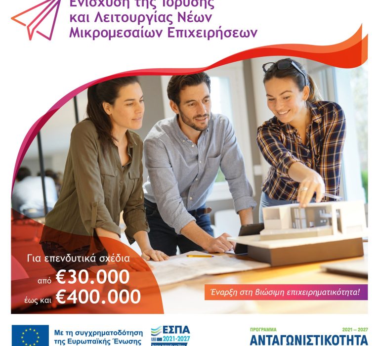 6η τροποποίηση της Δράσης «Ενίσχυση της Ίδρυσης και Λειτουργίας νέων Μικρομεσαίων Επιχειρήσεων» του Ανταγωνιστικότητα 2021-2027
